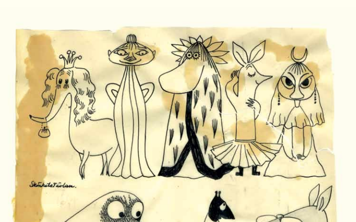 excerpts from Tove Janssons sketches of Moomin characters
