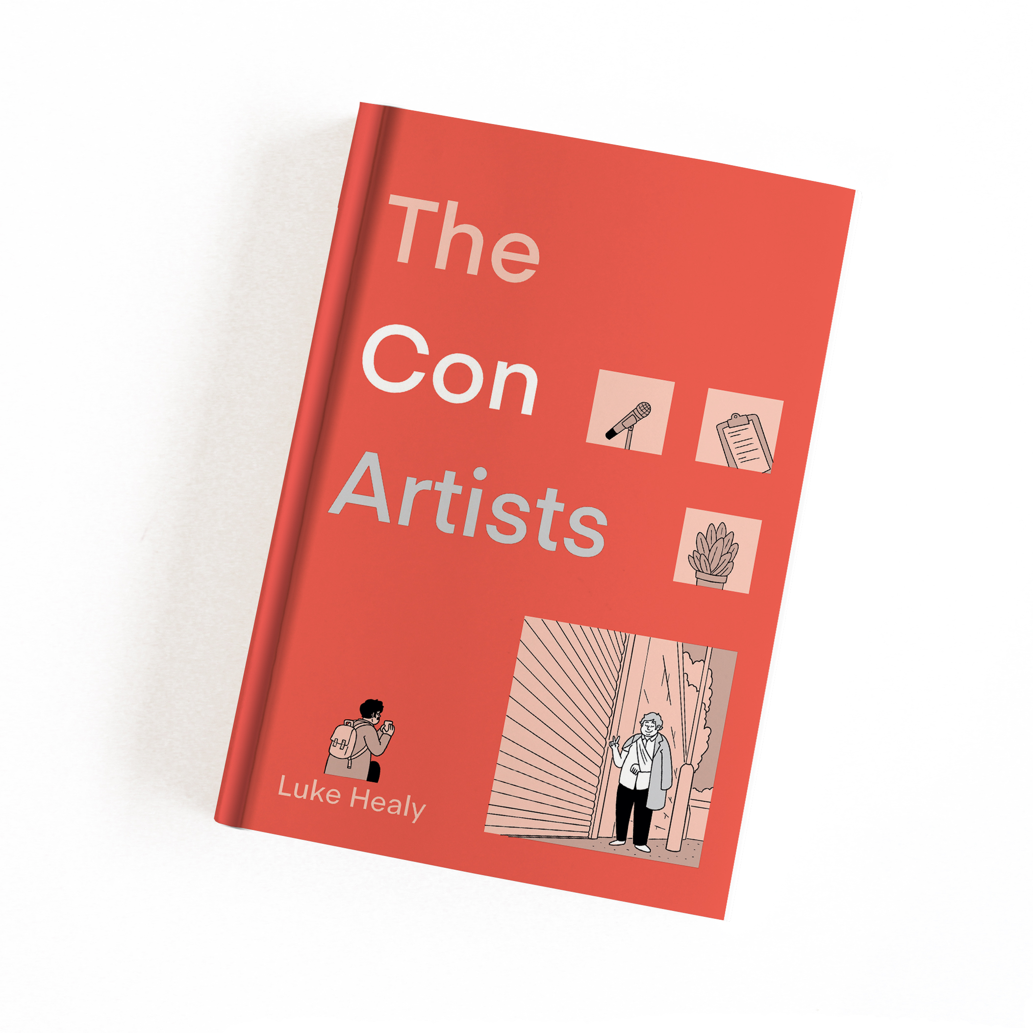 the cover of the con artists by luke healy on a white background